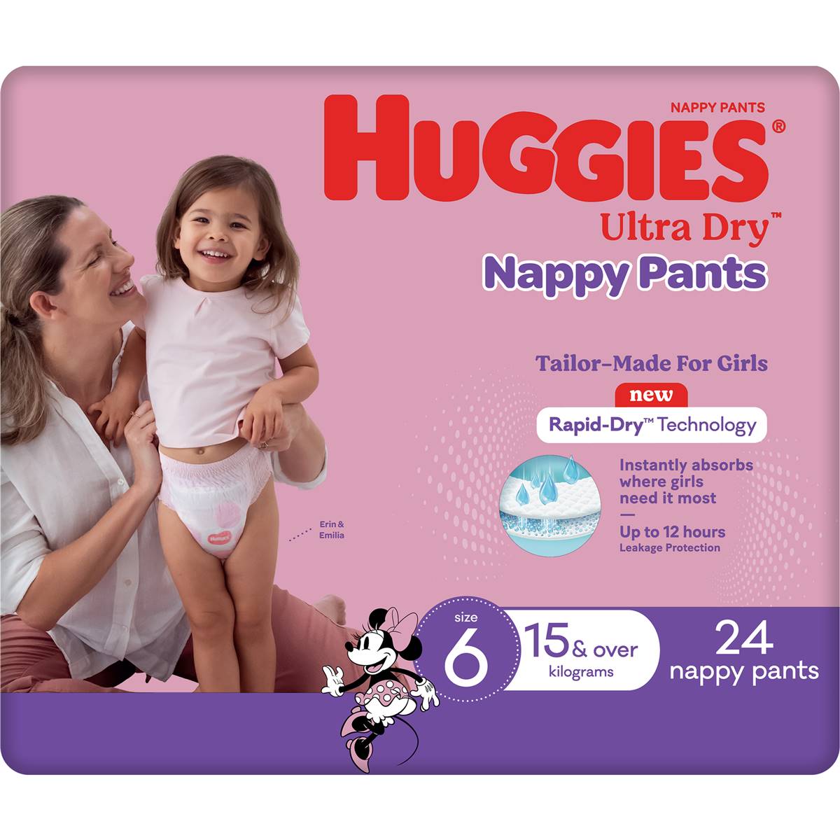 Huggies Ultra Dry Nappy Pants Girls Size 6 (15kg+) 24 Pack