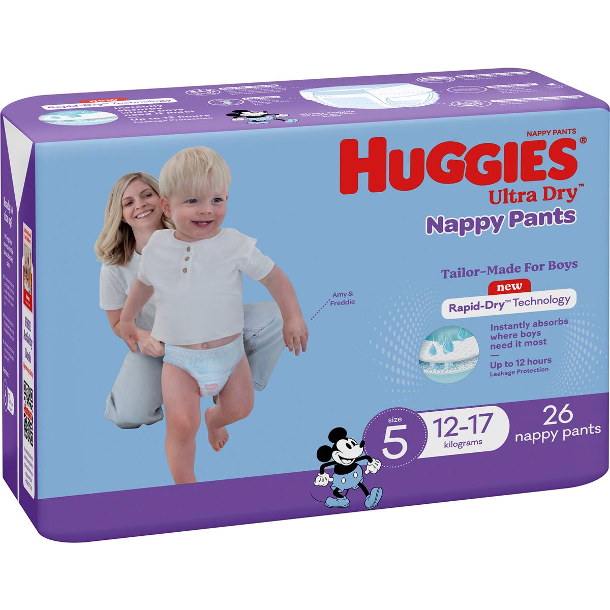 Huggies Ultra Dry Nappy Pants Boys Size 5 (12-17kg) 26 Pack