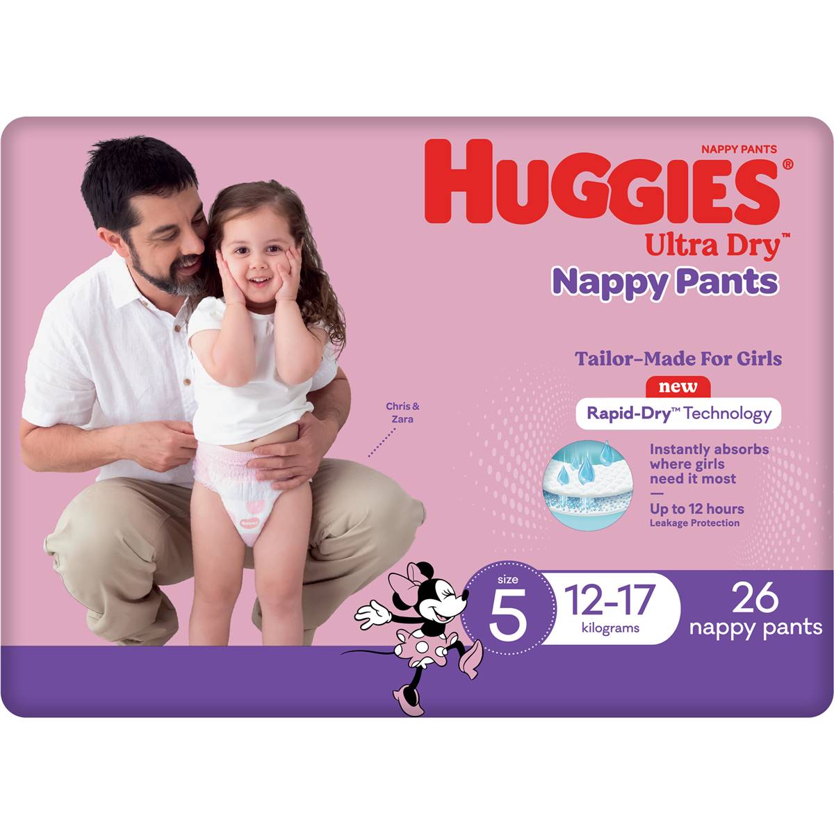 Huggies Ultra Dry Nappy Pants Girls Size 5 (12-17kg) 26 Pack