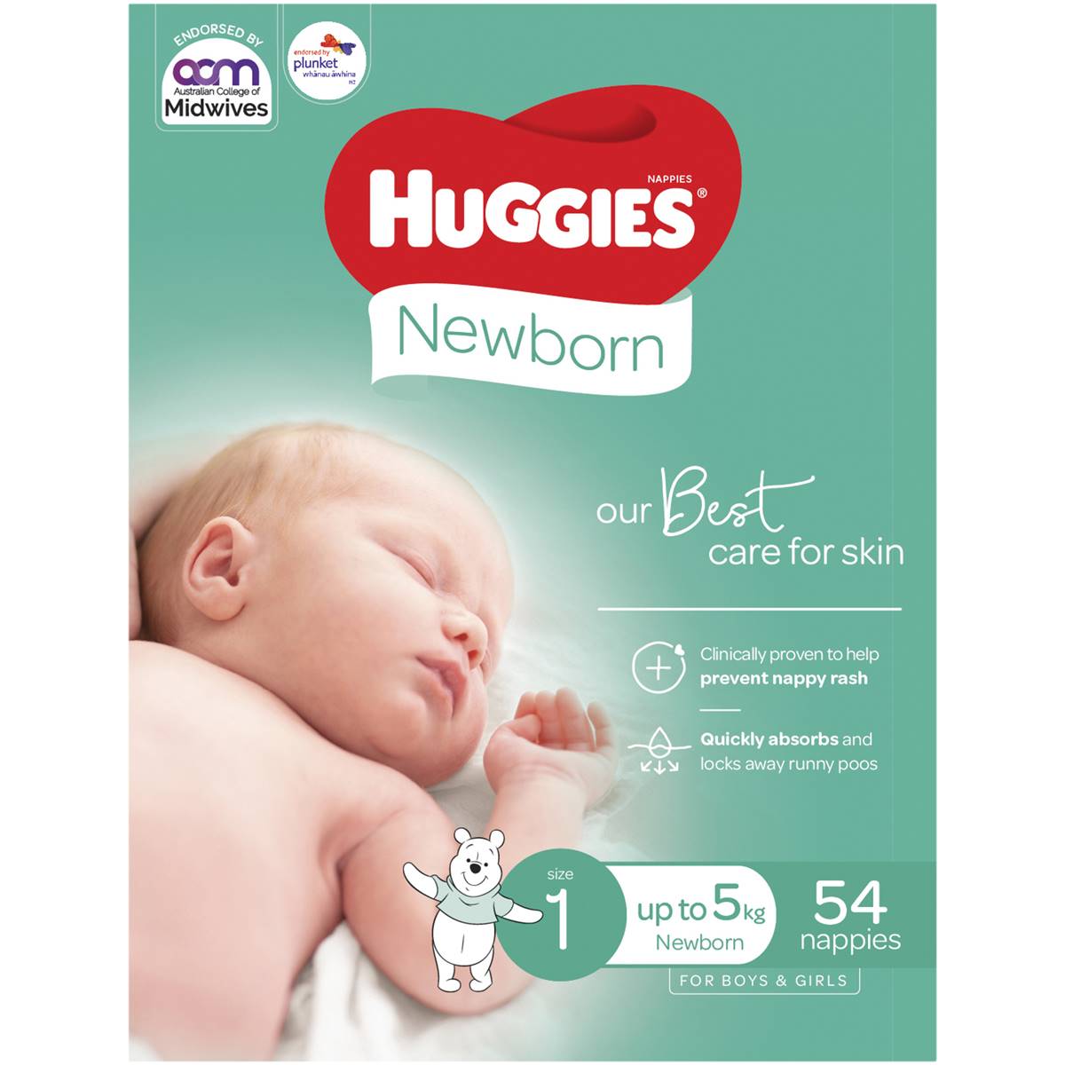 Huggies Newborn Nappies Size 1 (Up To 5kg) 54 Pack