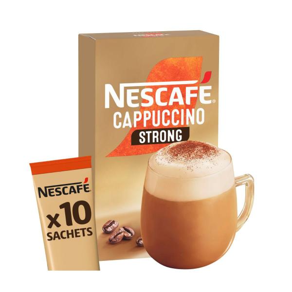 NESCAFE STRONG CAPPUCCINO COFFEE SACHETS 10 PACK