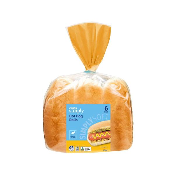 COLES SIMPLY ROLLS:HOT DOG:.:450 GRAM