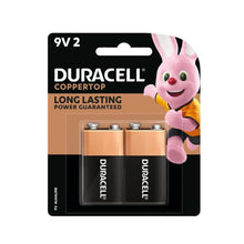 DURACELL COPPERTOP 9V ALKALINE BATTERIES 2 PACK