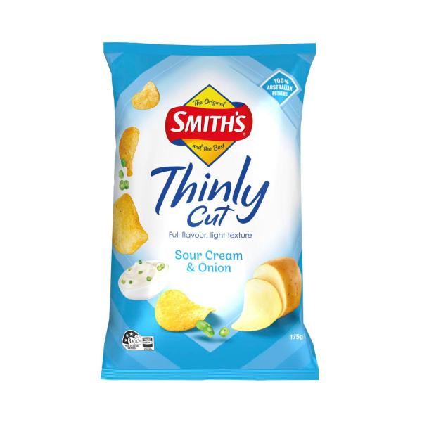 SMITHS THINLY CUT POTATO CHIPS:SOUR CREAM & ONION:.:175 GRAM