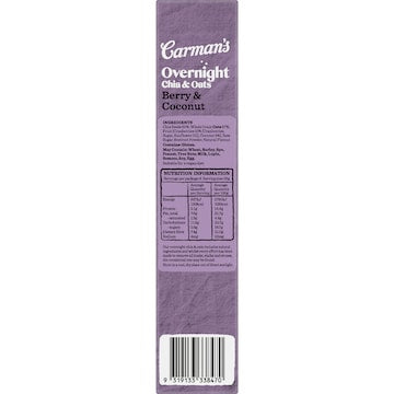 Carman's Overnight Chia & Oat Sachets Berry & Coconut 6 pack