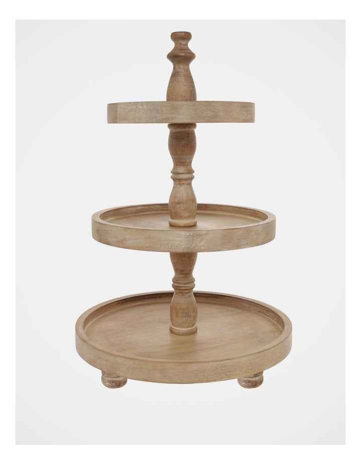 Wooden 3-Tier Stand 30x46cm in White Ash