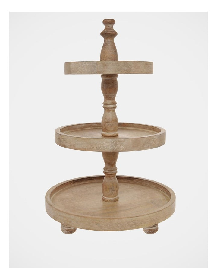 Wooden 3-Tier Stand 30x46cm in White Ash