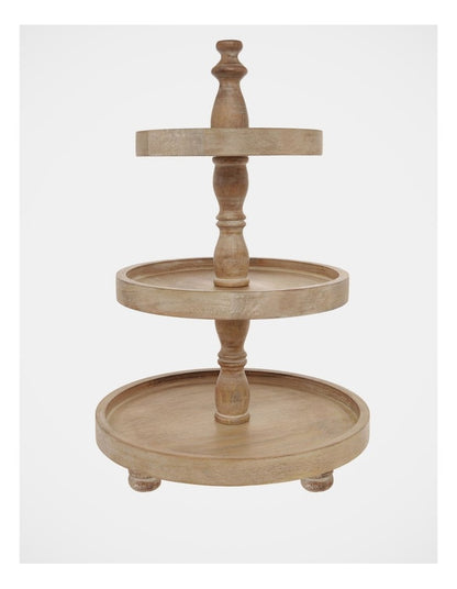 Wooden 3-Tier Stand 30x46cm in White Ash
