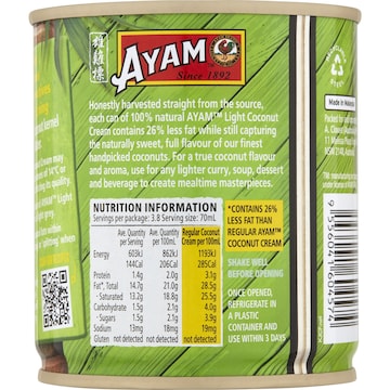 Ayam 100% Natural Light Coconut Cream 270mL