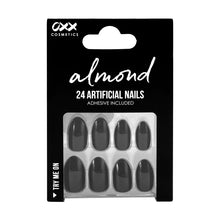 OXX Cosmetics 24 Pack Artificial Nails with Adhesive - Almond Shape, Black