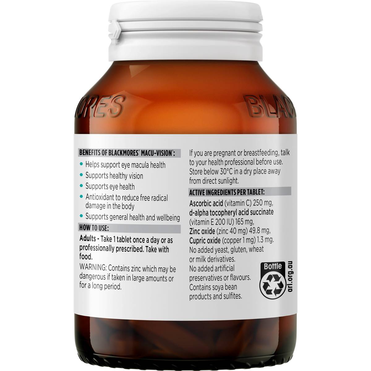 Blackmores Macu Vision Eye Care Vitamin Tablets 125 Pack