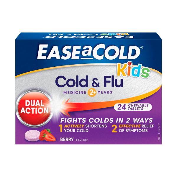 EASE A COLD KIDS COLD & FLU CHEWABLE TABLETS 24PK