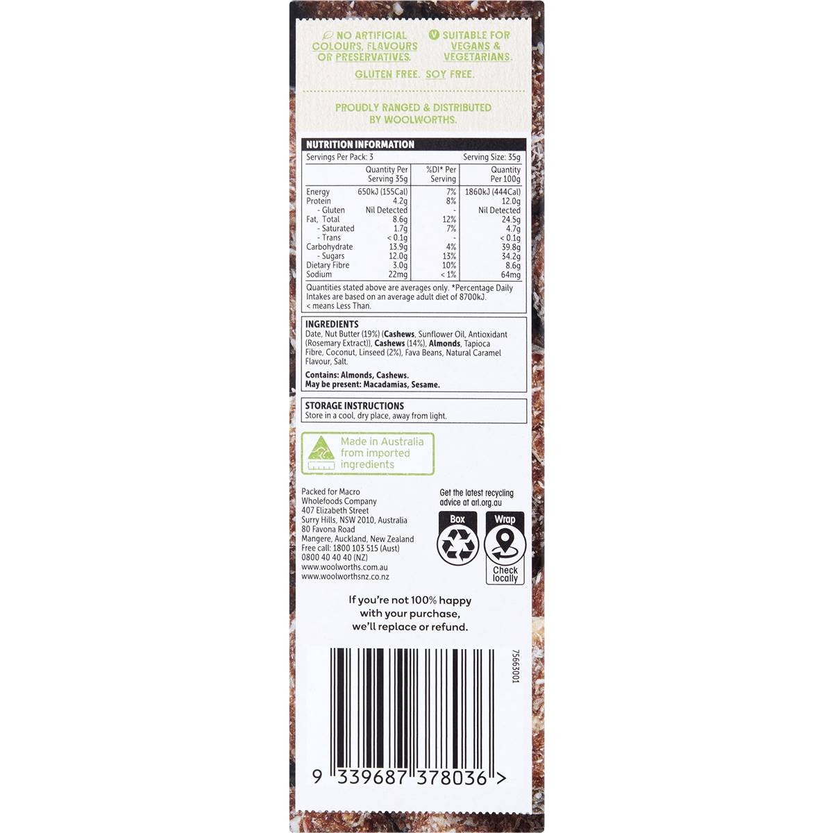 Macro Caramel Cashew Snack Ball With Nut Butter 3 pack