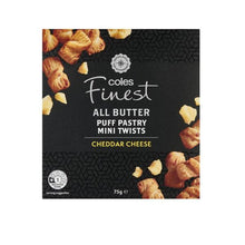 COLES FINEST ALL BUTTER PUFF PASTRY CHEESE MINI TWISTS 75G