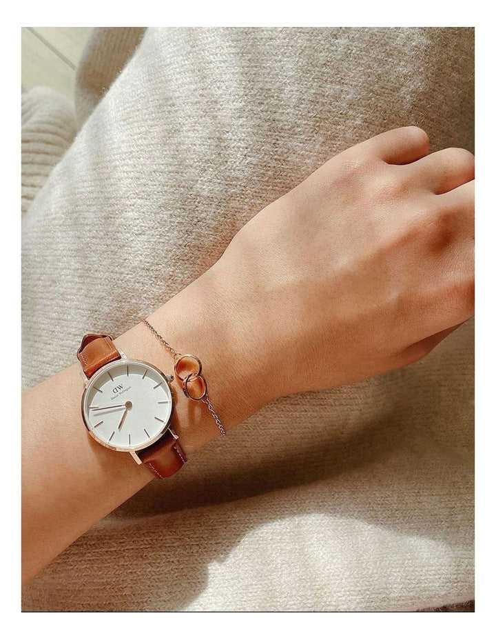 Petite St Mawes 28mm Leather Watch in Rose Gold