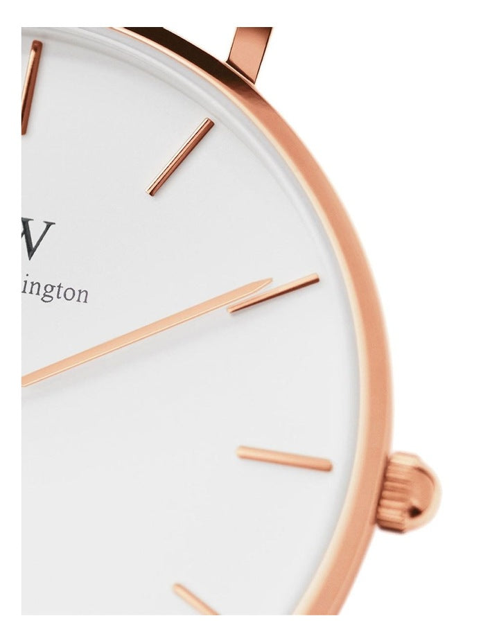 Petite St Mawes 28mm Leather Watch in Rose Gold