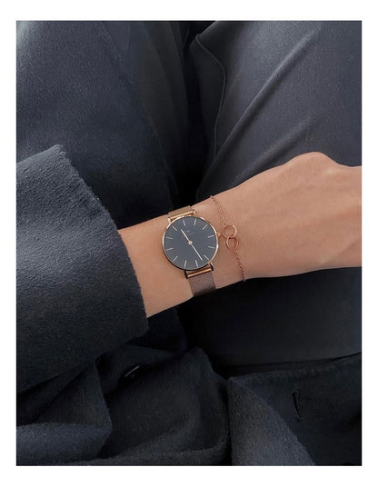 Petite Melrose 28mm Stainless Steel Quartz Watch in Rose Gold