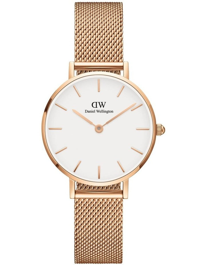 Petite Melrose 28mm White Dial Stainless Steel Quartz Watch in Rose Gold