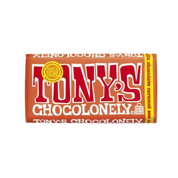 TONY'S CHOCOLONELY MILK CHOCOLATE CARAMEL SEA SALT 180G