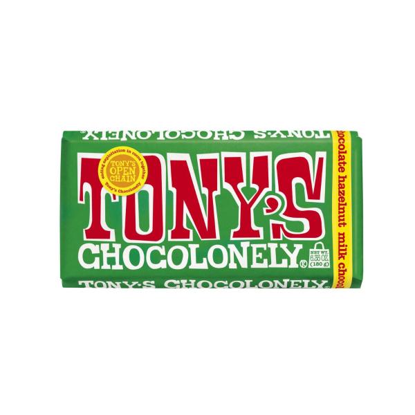 TONY'S CHOCOLONELY MILK CHOCOLATE HAZELNUT 180G