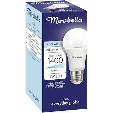 Mirabella 14W 1400lm LED GLS Everyday Globe Edison Screw Cool White each