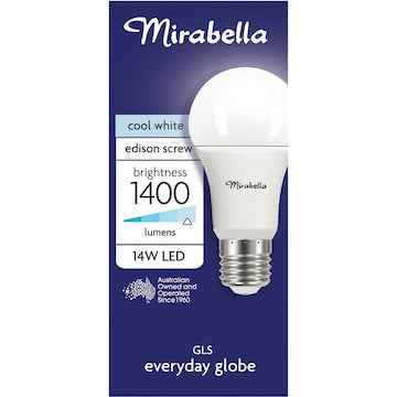 Mirabella 14W 1400lm LED GLS Everyday Globe Edison Screw Cool White each