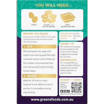 Green's Deluxe Triple Choc Brownie Mix 500g