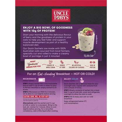 Uncle Tobys Big Bowl Quick Oats Protein Berry Porridge 368g x 8 pack