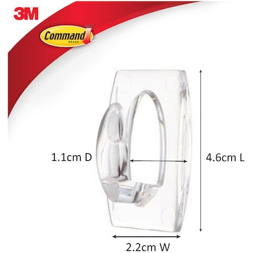 3M Command Mini Hooks Clear 6 pack