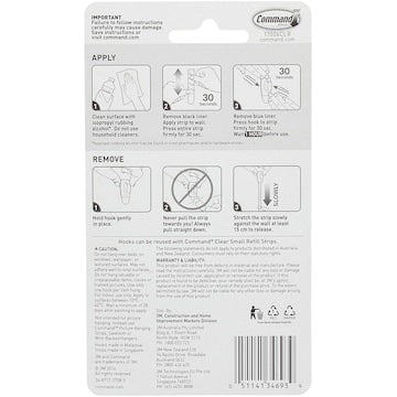 3M Command Mini Hooks Clear 6 pack