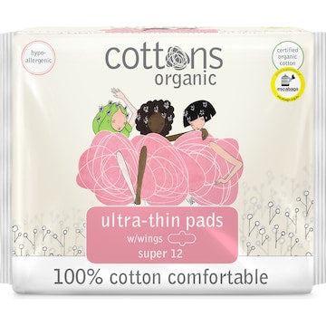 Cottons Organic Ultra Thin Pads Super 12 pack