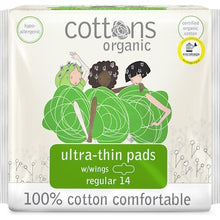 Cottons Organic Ultra Thin Pads Regular With Wings 14 pack