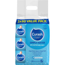 Curash Simply Water Wipes 80 x 3 pack
