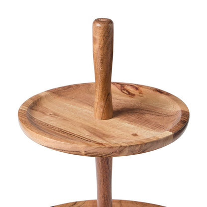 2 Tier Acacia Cake Stand - Brown