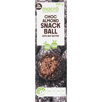 Macro Choc Almond Snack Balls With Nut Butter 3 pack