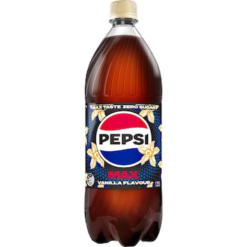Pepsi Max Cola No Sugar Vanilla Soft Drink Bottle 1.25L