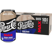 Pepsi Max No Sugar Vanilla Cola Soft Drink Cans Multipack 375ml x 10 Pack