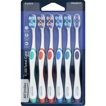 All Smiles Total Care Toothbrush Medium 6 pack