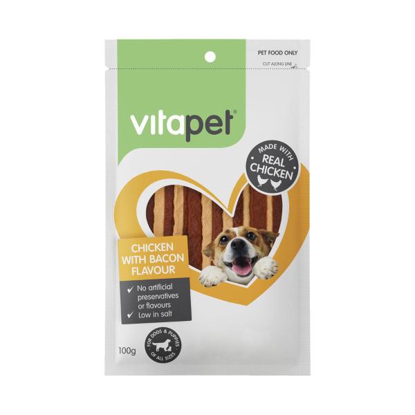 VITAPET DOG TREATS JERHIGH BACON STICKS:.:100 GRAM