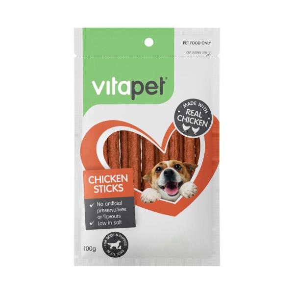 VITAPET JERHIGH DOG TREAT CHICKEN STICKS 100 GRAM