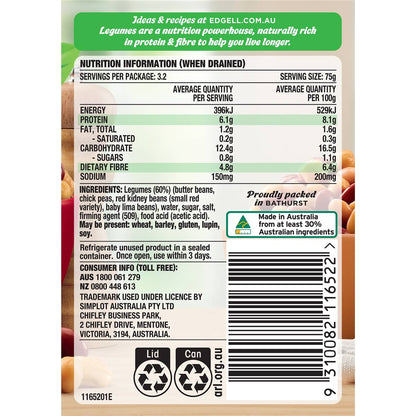 Edgell Four Bean Mix Picked & Soaked Canned Legumes 400g