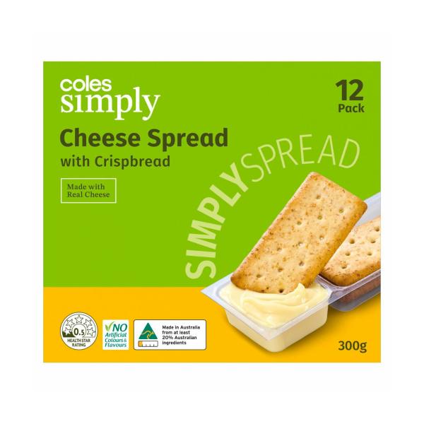 COLES SIMPLY CHEESE SPREAD SNACK 12 PACK 300G