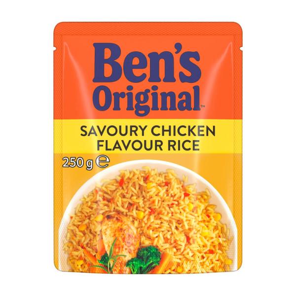 BEN'S ORIGINAL SAVOURY CHICKEN FLAVOUR MICROWAVE RICE POUCH 250G