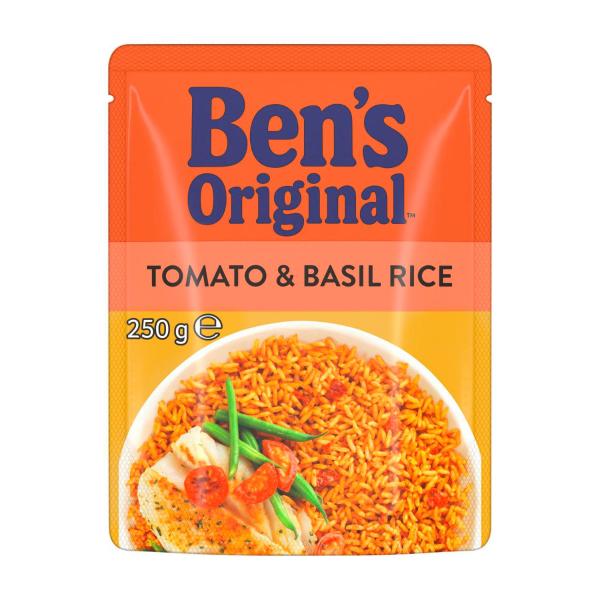 BEN'S ORIGINAL TOMATO & BASIL MICROWAVE RICE POUCH 250G
