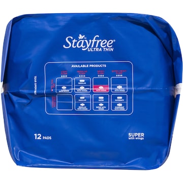 Stayfree Ultra Thin Super Pads With Wings 12 pack
