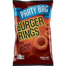 Burger Rings Puffs Corn Snacks Party Bag Tangy Burger 220g