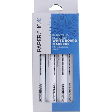 Paperclick Whiteboard Markers 2.0mm Bullet Nib 4 pack