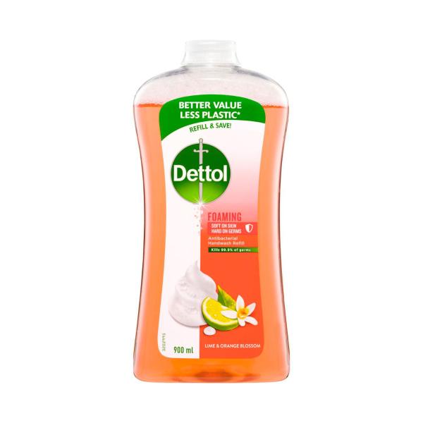 DETTOL ANTIBACTERIAL FOAM HAND WASH LIME & ORANGE REFILL 900ML