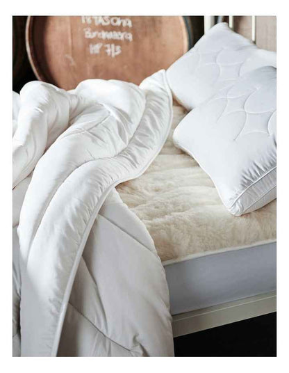 Sleep Cool Wool &#43; Cotton Pillow Protector in White