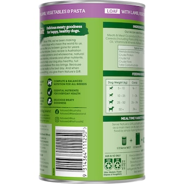 Nature's Gift Adult Wet Dog Food Loaf Lamb Recipe With Vegetables & Pasta 700g